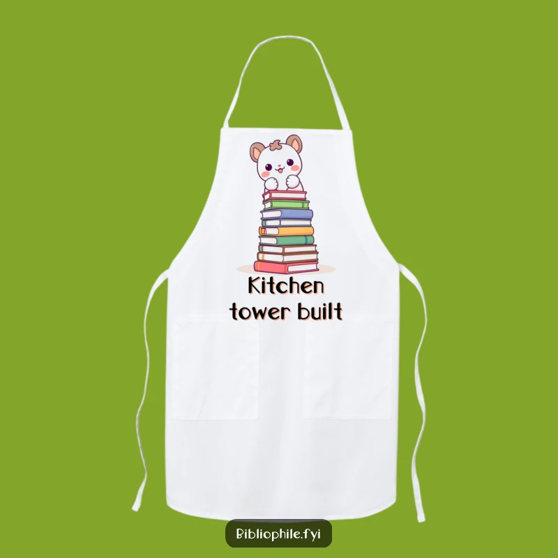Funny Kitchen Book Tower Apron: Joyful Animal Chef Gift