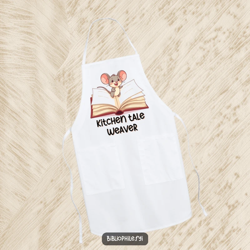 Funny Mouse Apron: A delighted mouse scurries across storybook pages, adding humor and whimsical charm to cooking.