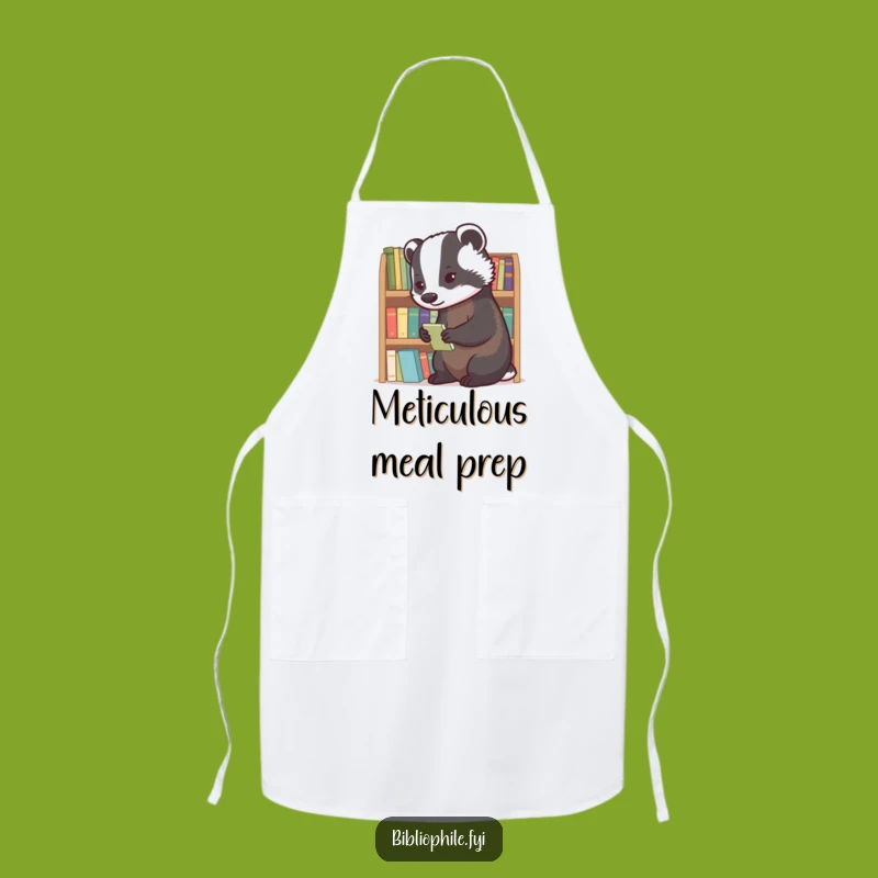 Funny Badger Librarian Apron: Diligent Badger Book Design, Kitchen Funny Gift for Cooks