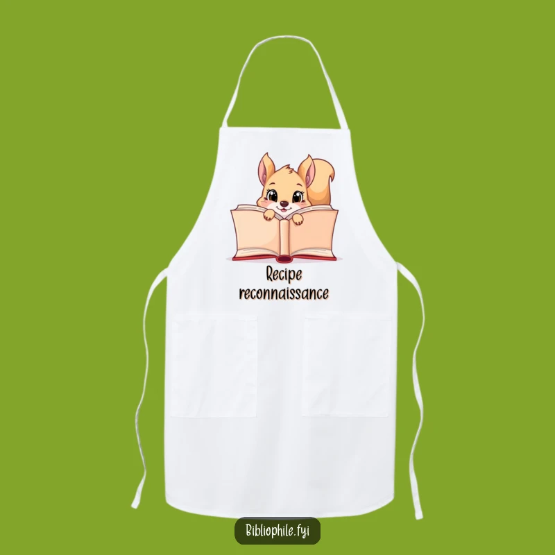 Funny Squirrel Reader Apron: Curious Squirrel Book Design, Kitchen Funny Gift for Cooks