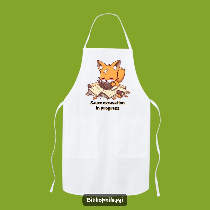 Funny Fox Researcher Apron: Playful Fox Manuscript Design, Kitchen Funny Gift for Cooks