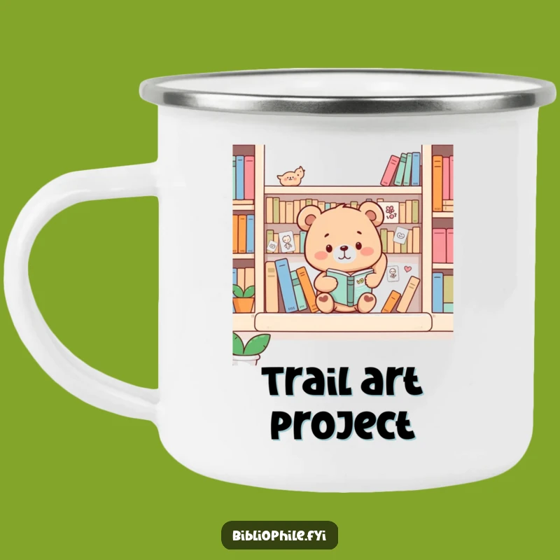 Funny Bear Bookshelf Decorator Camping Mug: Art and Adventure for Outdoor Creators