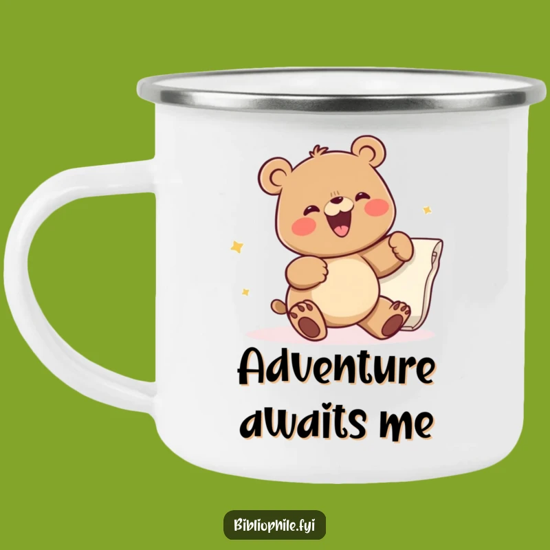 Funny Bear Turning Page Camping Mug: Humorous Outdoor Gift for Adventure Readers