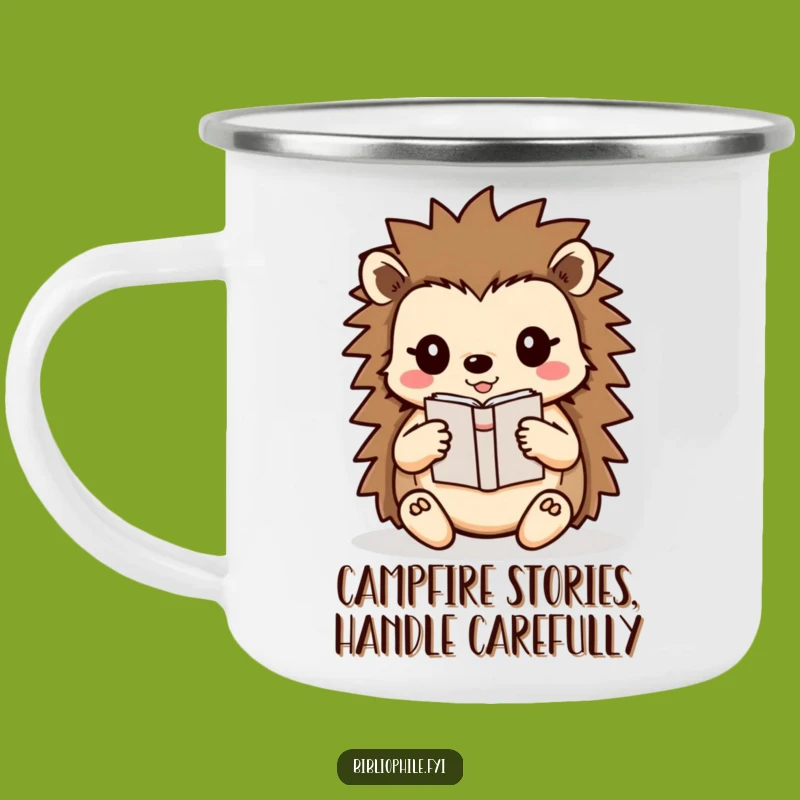 Funny Hedgehog Book Care Camping Mug: Gentle Adventures for Readers