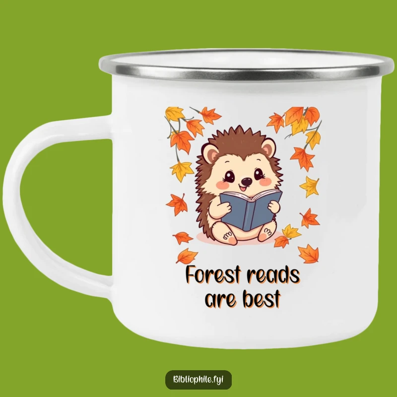 Funny Hedgehog Campfire Mug: Autumn Reader Outdoors, Cozy Funny Gift