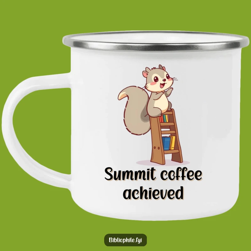 Funny Squirrel Bookshelf Camping Mug: Adventure and Ambition Sip