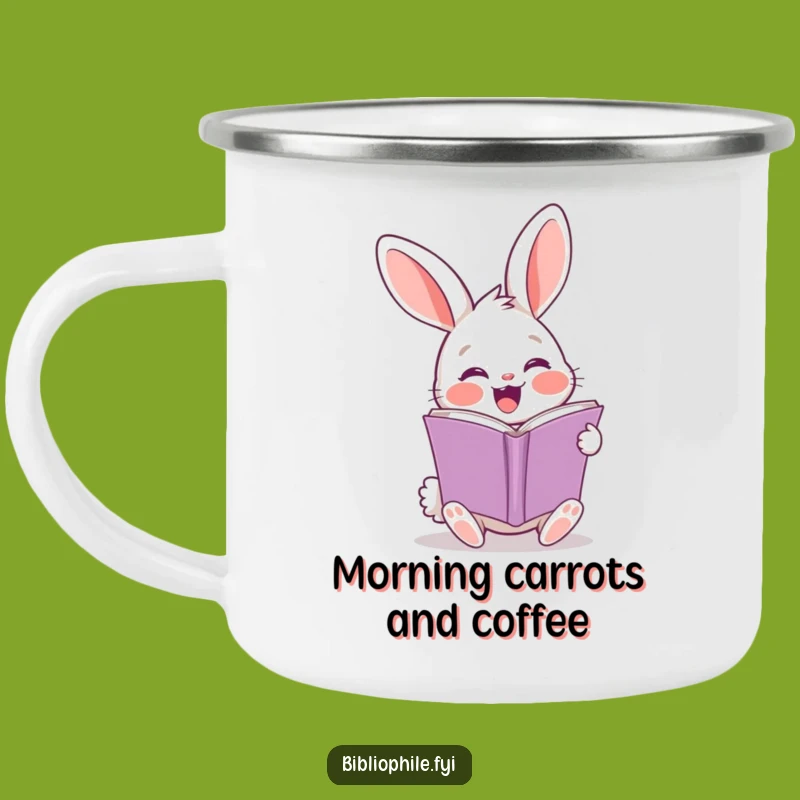 Funny Rabbit Enamel Camping Mug - Cheerful Outdoor Gear