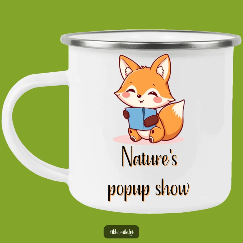 Funny Fox Pop-Up Discovery Camping Mug: Humorous Outdoor Gift for Curious Campers