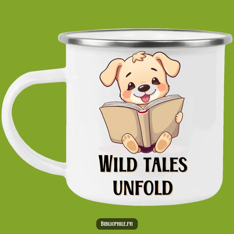 Funny Puppy Camping Mug: Enthusiastic Giant Book Outdoor Gift