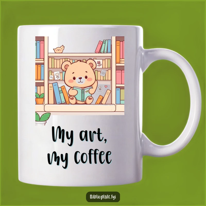 Funny Bear Bookshelf Decorator Mug: Hilarious Gift for Art Lovers and Bookworms
