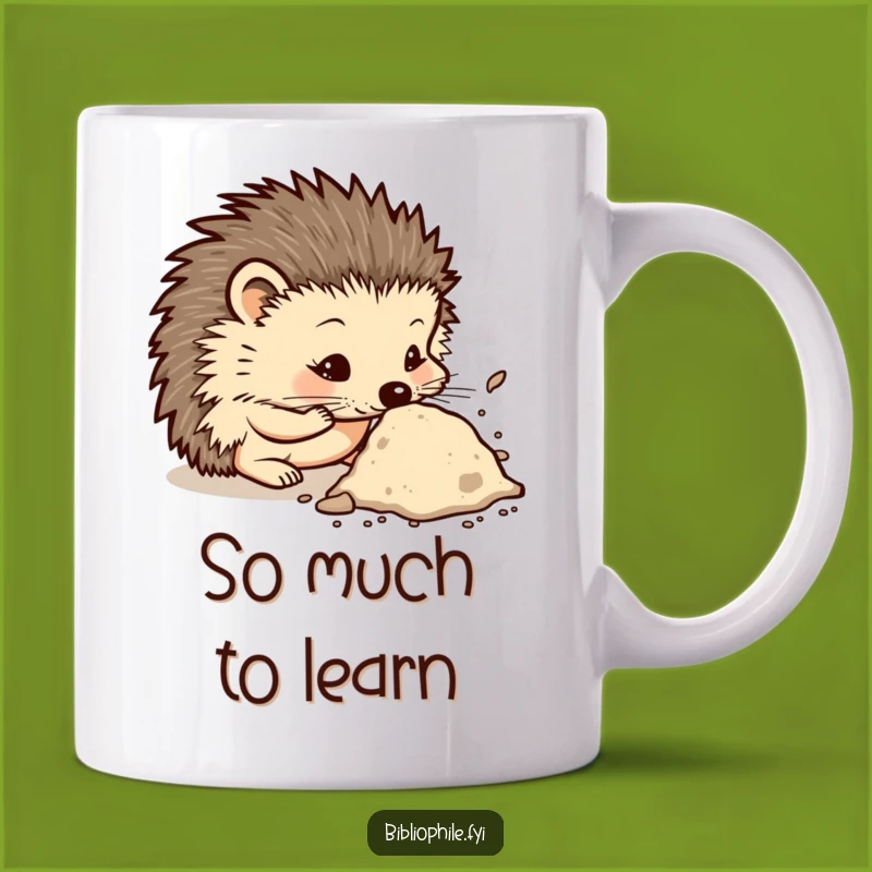 Funny Curious Hedgehog Tome Mug: A Humorous Gift for Thoughtful Book Lovers