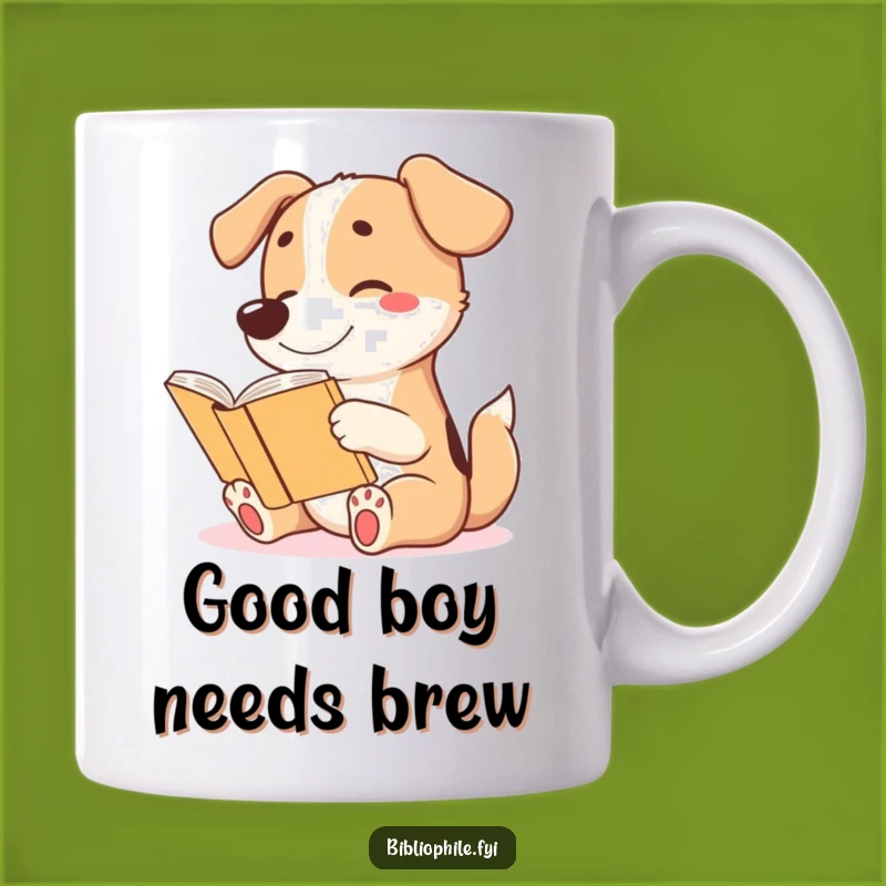 Funny Dog Reading Mug - Excited Tail Wagger Gift