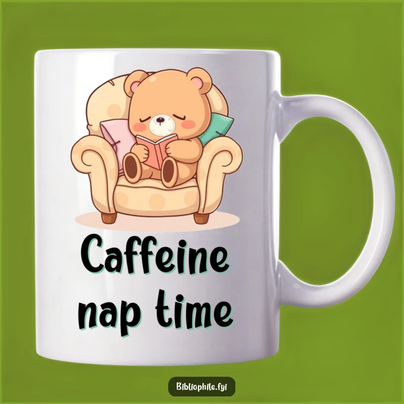 Funny Sleepy Bear Mug: Cozy Bear Reading Pillow Armchair, Hilarious Gift