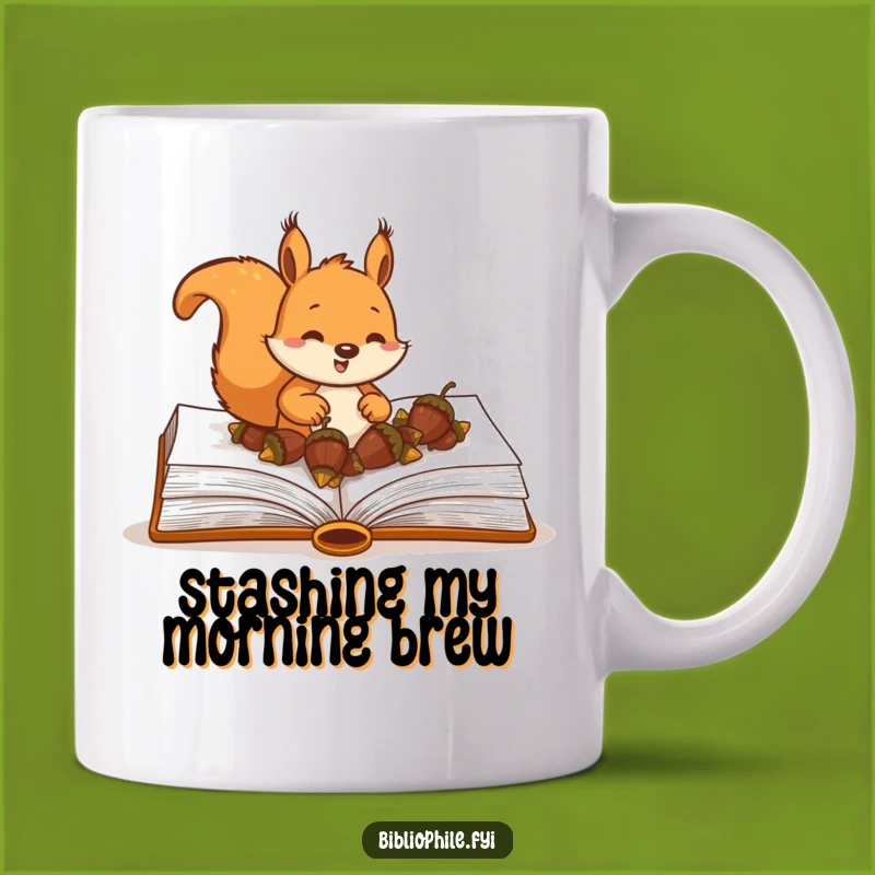 Funny Squirrel Book Mug: Acorn Burying Squirrel, Hilarious Reader Gift