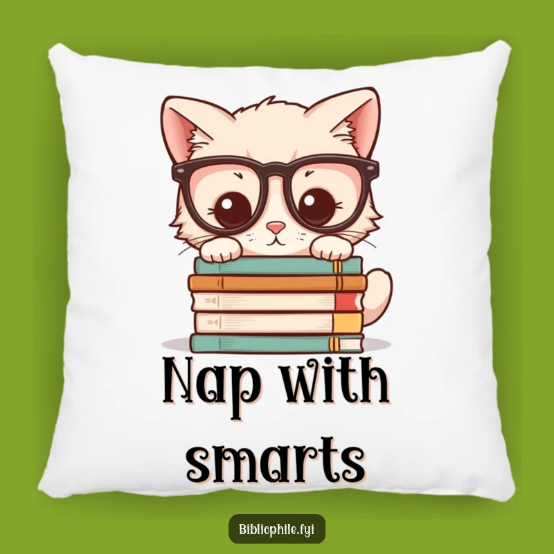 Cozy Funny Kitten Pillow: Kawaii Smart Cat Glasses Gift