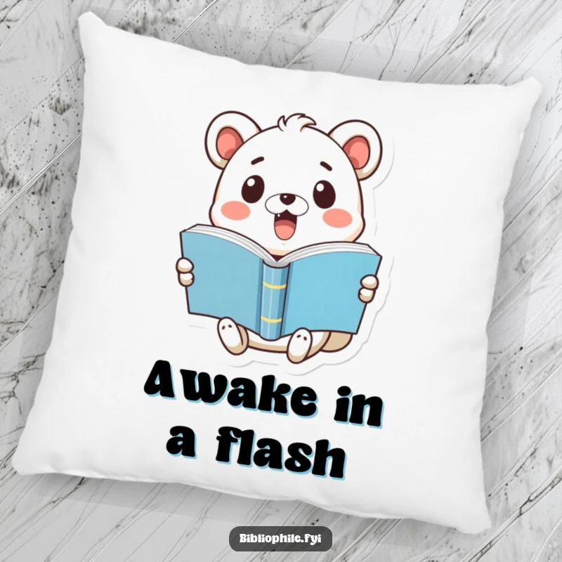 Funny plush pillow featuring a cute animal's surprised face and a pop-open book, offering comfort and humor.