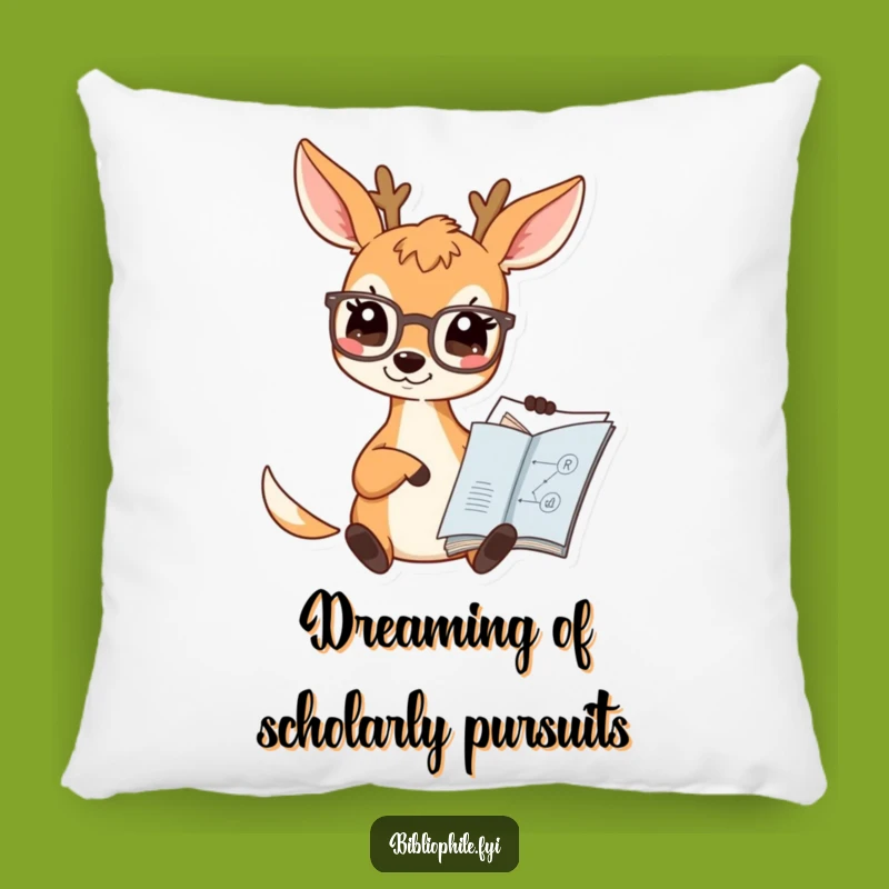 Funny Deer Scholar Pillow: Cozy Comfort for Intellectual Minds