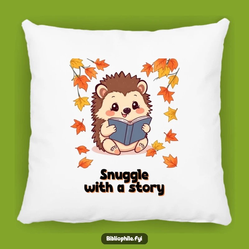 Funny Hedgehog Reading Pillow: Autumn Cozy Accent, Comfy Funny Gift