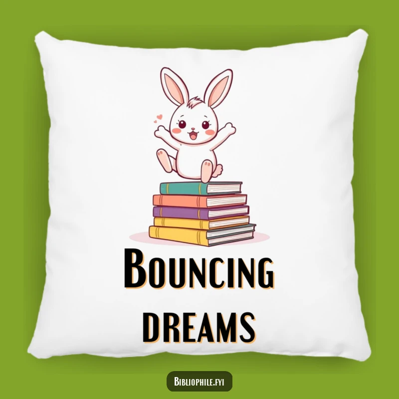 Funny Rabbit Pillow: Bouncing Rabbit Storybooks Throw Pillow, Hilarious Reader Gift