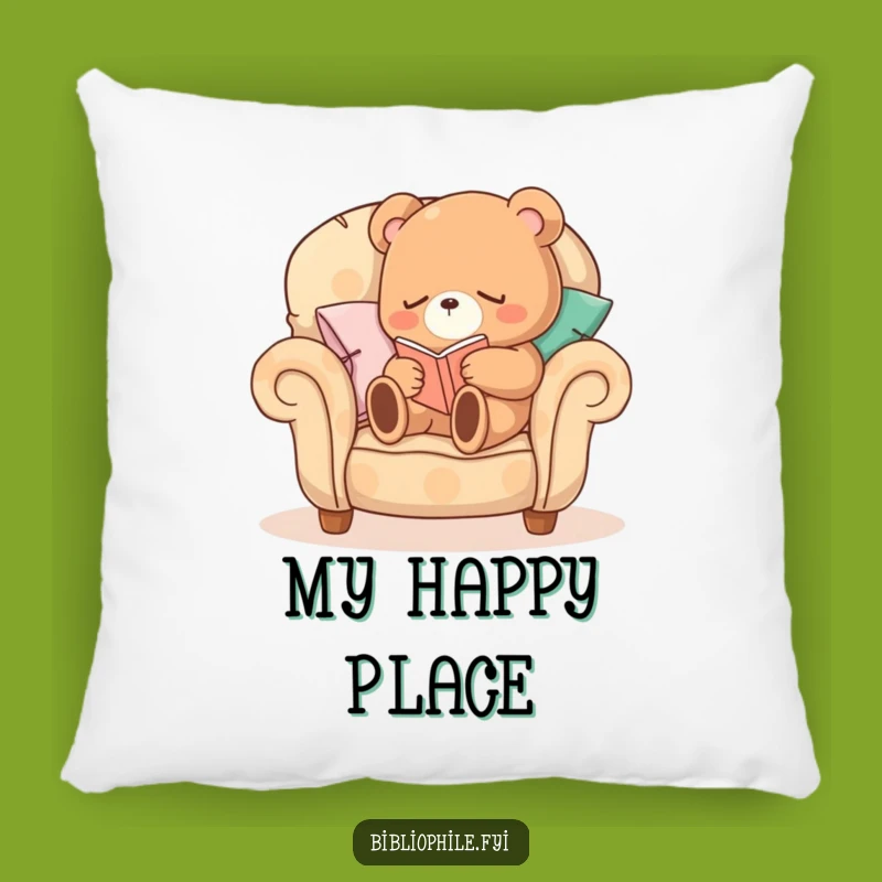 Funny Sleepy Bear Pillow: Cozy Bear Reading Throw Pillow, Hilarious Comfort Gift