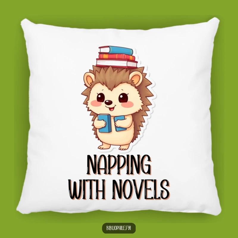Funny Hedgehog Pillow, a Cozy Accent for Book Lovers with a Sense of Humor
