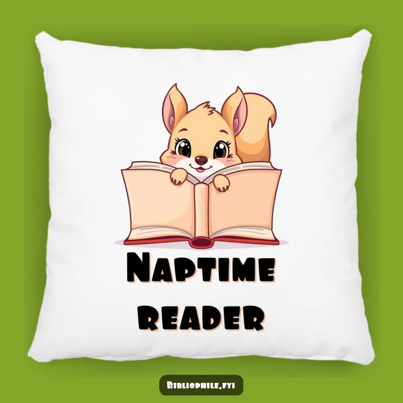 Funny Squirrel Reader Pillow: Cozy Curious Squirrel Book Cushion, Adorable Funny Gift
