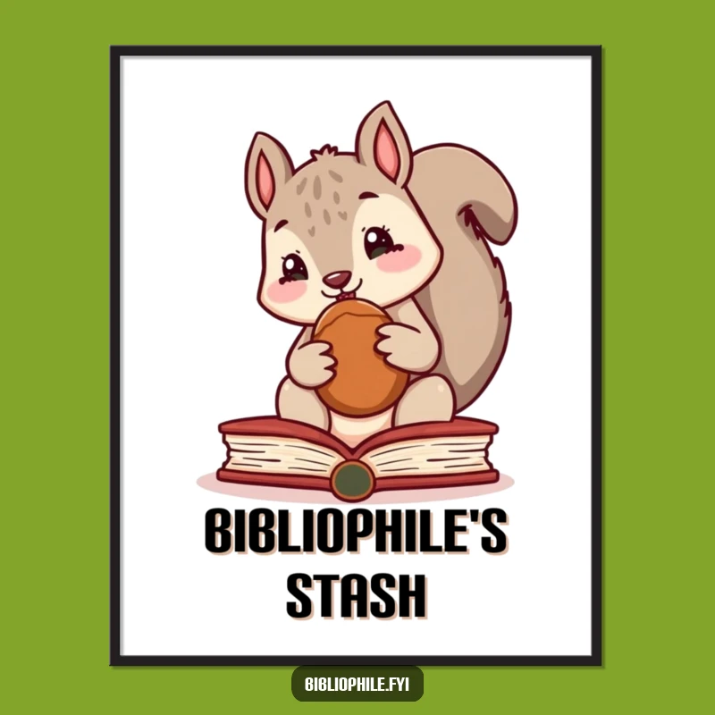 Funny Squirrel Digital Art, a Hilarious Downloadable Print for Book Lovers