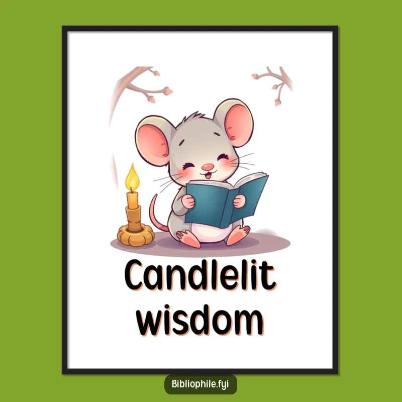 Funny Mouse Reading Digital Art, a Hilarious Downloadable Print for Cozy Spaces
