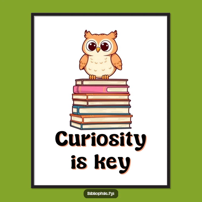 Funny Owl Digital Art: Cute Owl on Books Printable, Hilarious Instant Gift