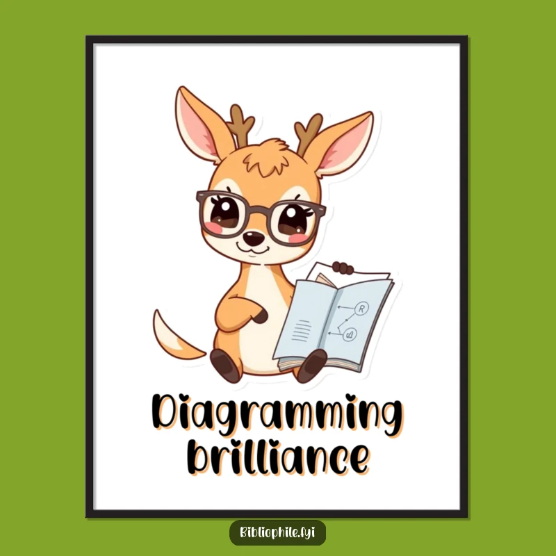 Funny Deer Scholar Digital Print: Intellectual Art for Thoughtful Spaces