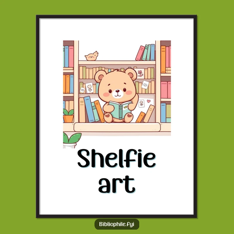 Funny Bear Bookshelf Decorator Digital Art: Printable Decor for Creative Spaces