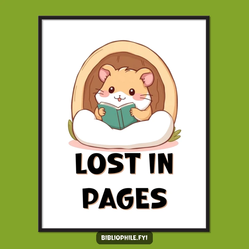 Funny Hamster Reading Nook Digital Print: Instant Cozy Decor