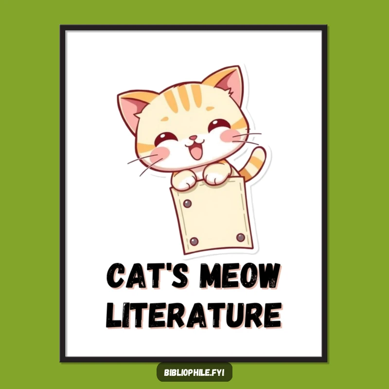 Funny Kawaii Cat Digital Print - Playful Pounce Art for Instant Wall Charm
