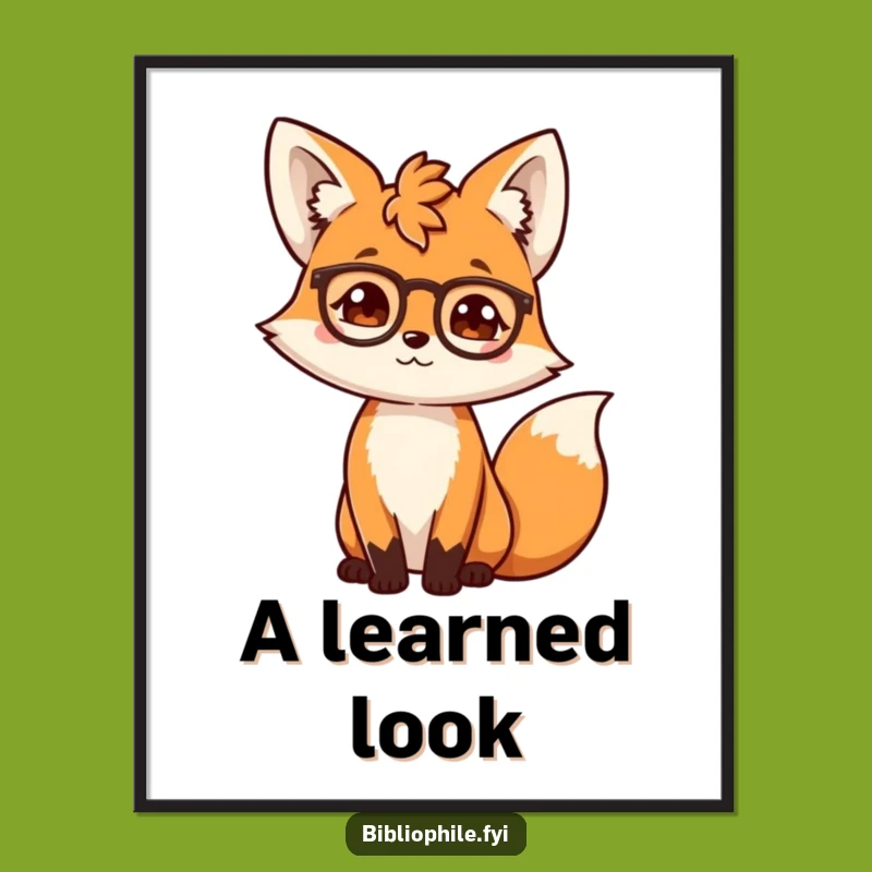 Funny Scholarly Fox Digital Print: Instant Wall Art for Book Lovers
