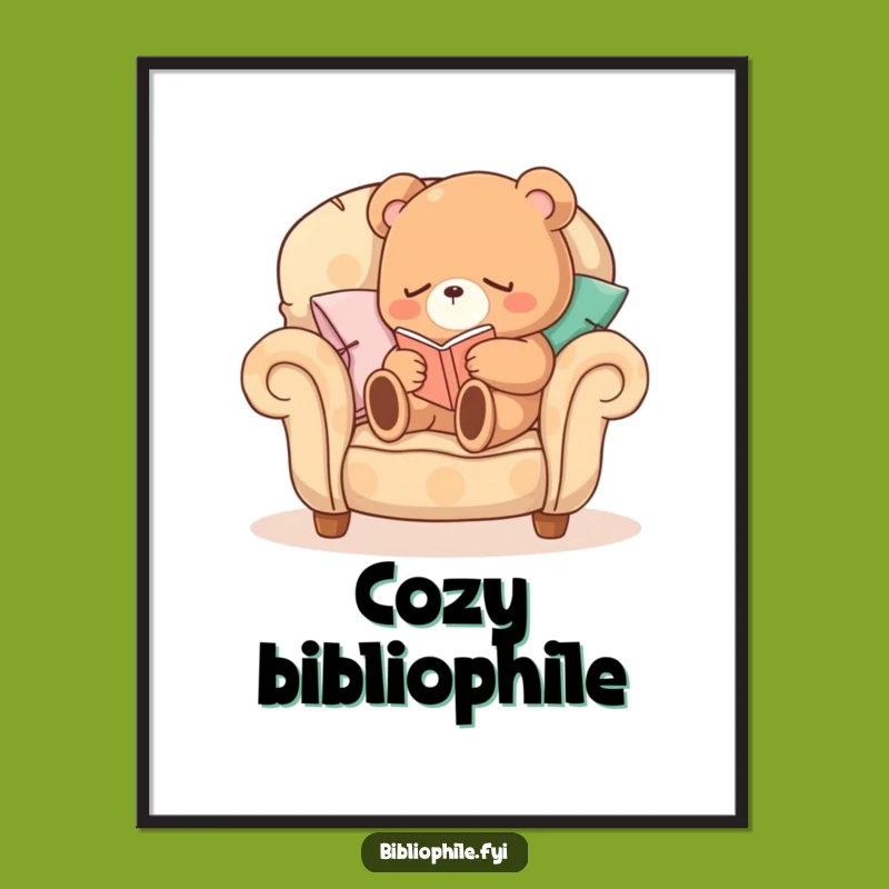 Funny Sleepy Bear Digital Art: Cozy Bear Reading Printable, Hilarious Instant Gift