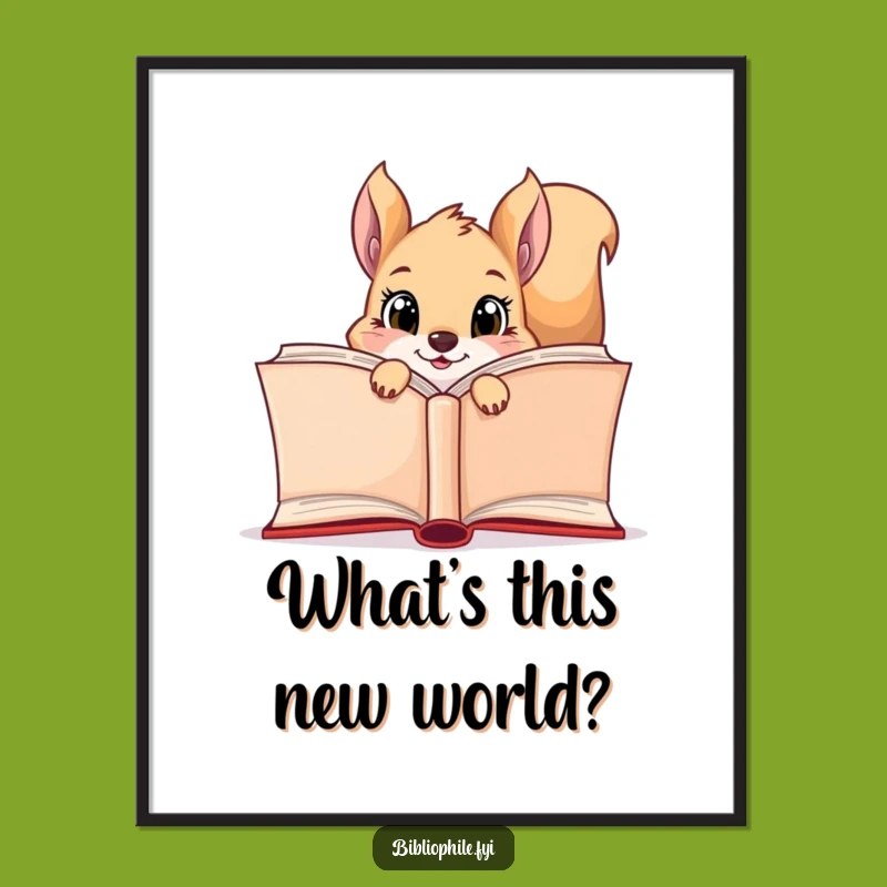 Funny Squirrel Reader Digital Print: Curious Squirrel Book Art, Instant Funny Gift for Decor