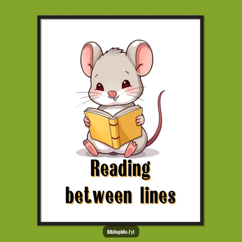 Funny Mouse Reading Upside Down Digital Print: Whimsical Art for Any Space