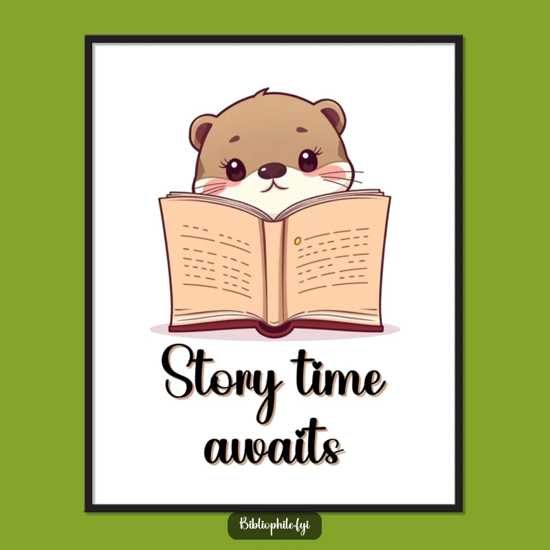 Funny Otter Digital Art: Curious Novel Peek, Instant Hilarious Wall Decor for Readers