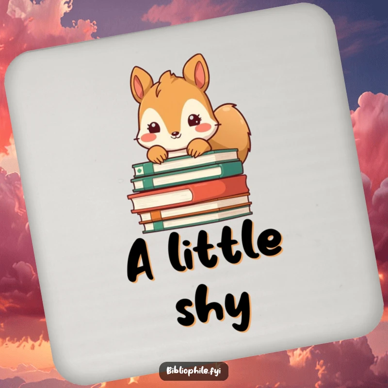 Funny Squirrel Coaster: Squirrel peeking from behind books, protecting surfaces with woodland charm.