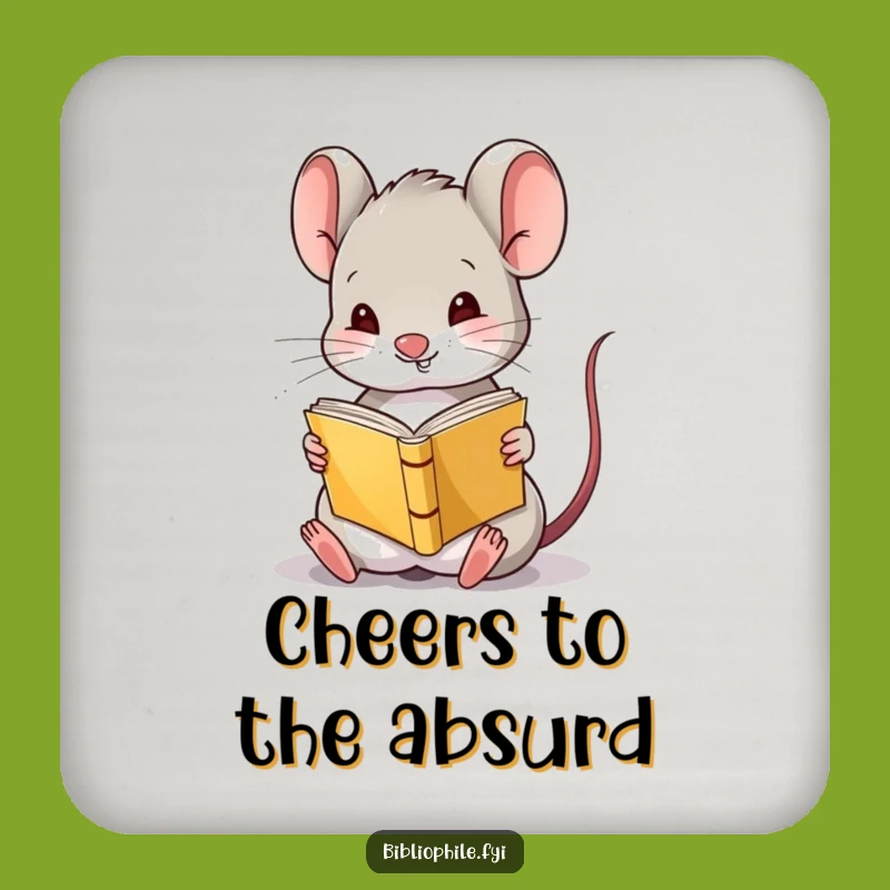Funny Mouse Reading Upside Down Coaster Set: Protect Surfaces with Whimsy