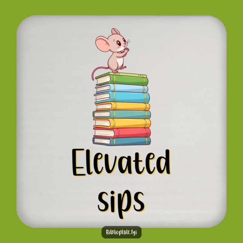 Funny Mouse Drink Coaster: Book Climber Guard, Determined Table Protection for Readers