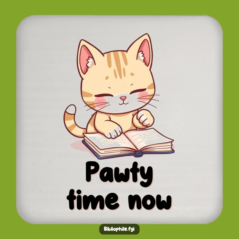 Funny Cat Lover Coaster - Diligent Reader Decor
