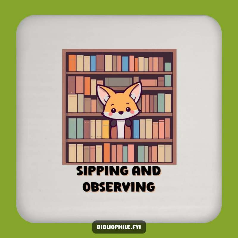 Funny Fox Bookshelf Coaster: Curious Protection, Chic Funny Gift for Tables
