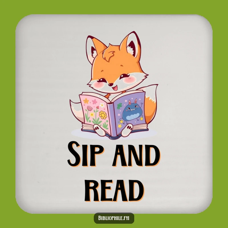 Funny Fox Bookworm Coaster: Protect Surfaces with Literary Charm
