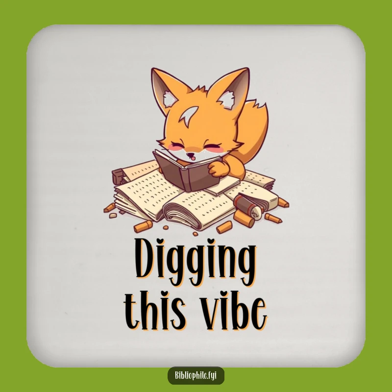 Funny Fox Researcher Coaster Set: Playful Fox Manuscript Drink Coasters, Intriguing Funny Gift