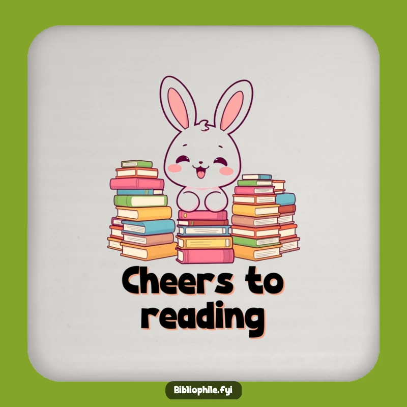 Funny Kawaii Bunny Book Coaster: Protect Your End Tables