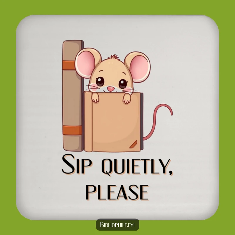 Funny Kawaii Mouse Coaster Set - Protect Surfaces with Scholarly Charm