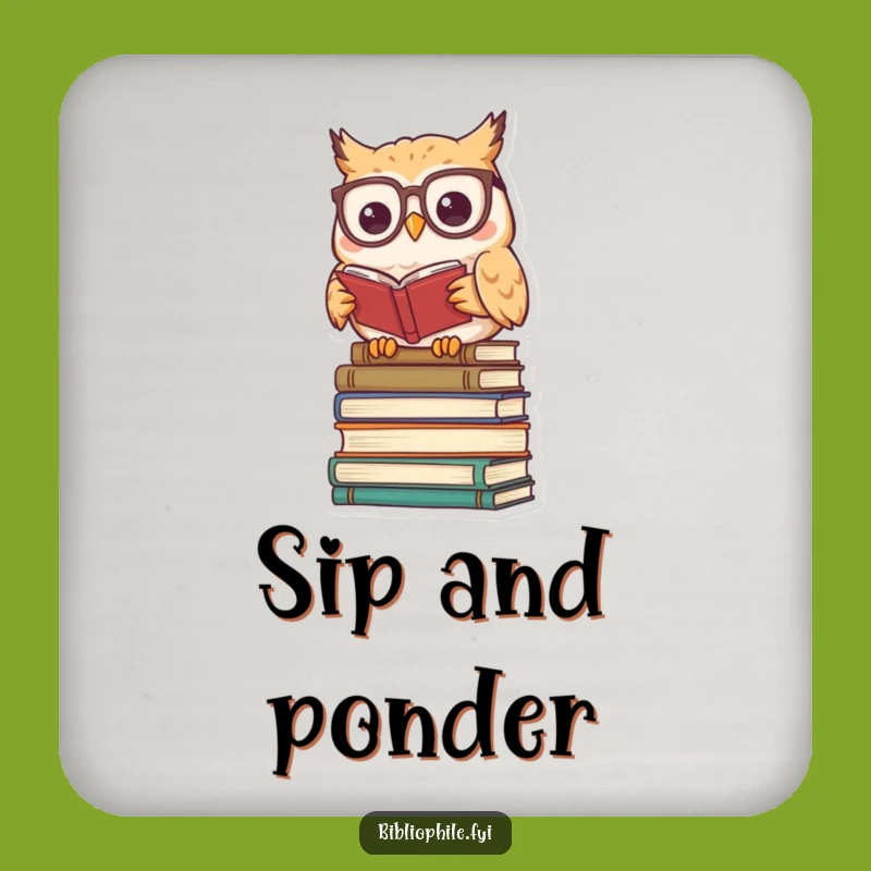 Funny Kawaii Owl Book Coaster: Protect Your Drink