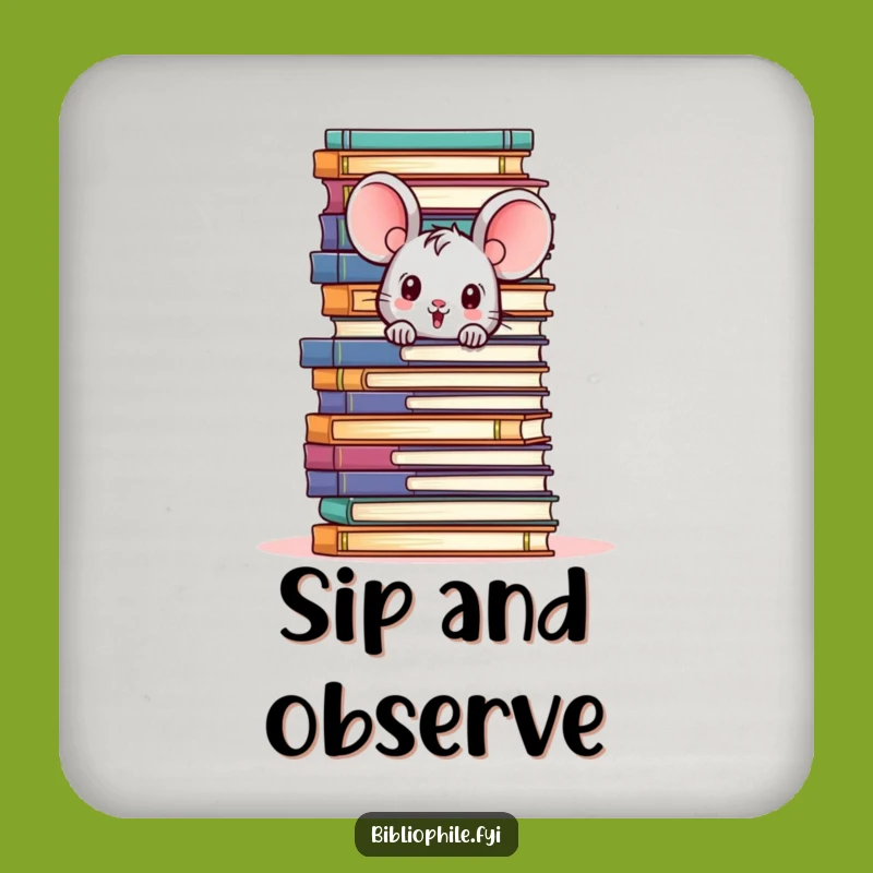 Funny Mouse Book Lover Coaster - Hidden Reader Decor