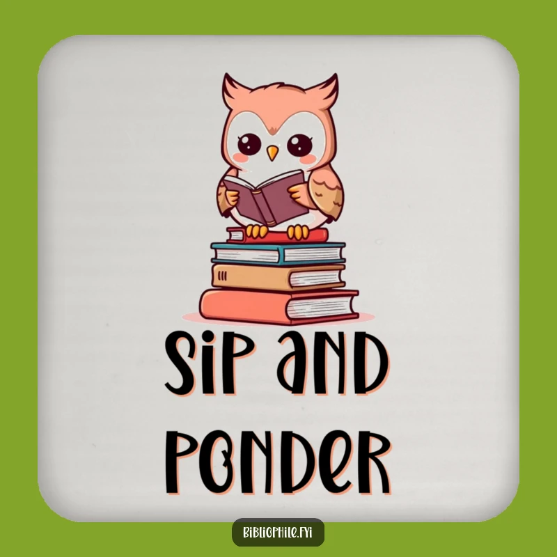 Funny Owl Book Coaster Set - Protective Literary Decor